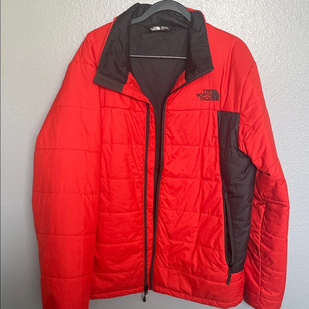 The North Face Red and Black Quilted Puffer Jacket